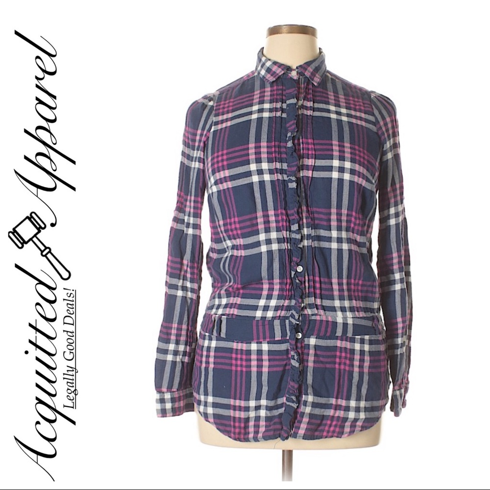 American Eagle | Plaid Button Down Shirt Blue Pink